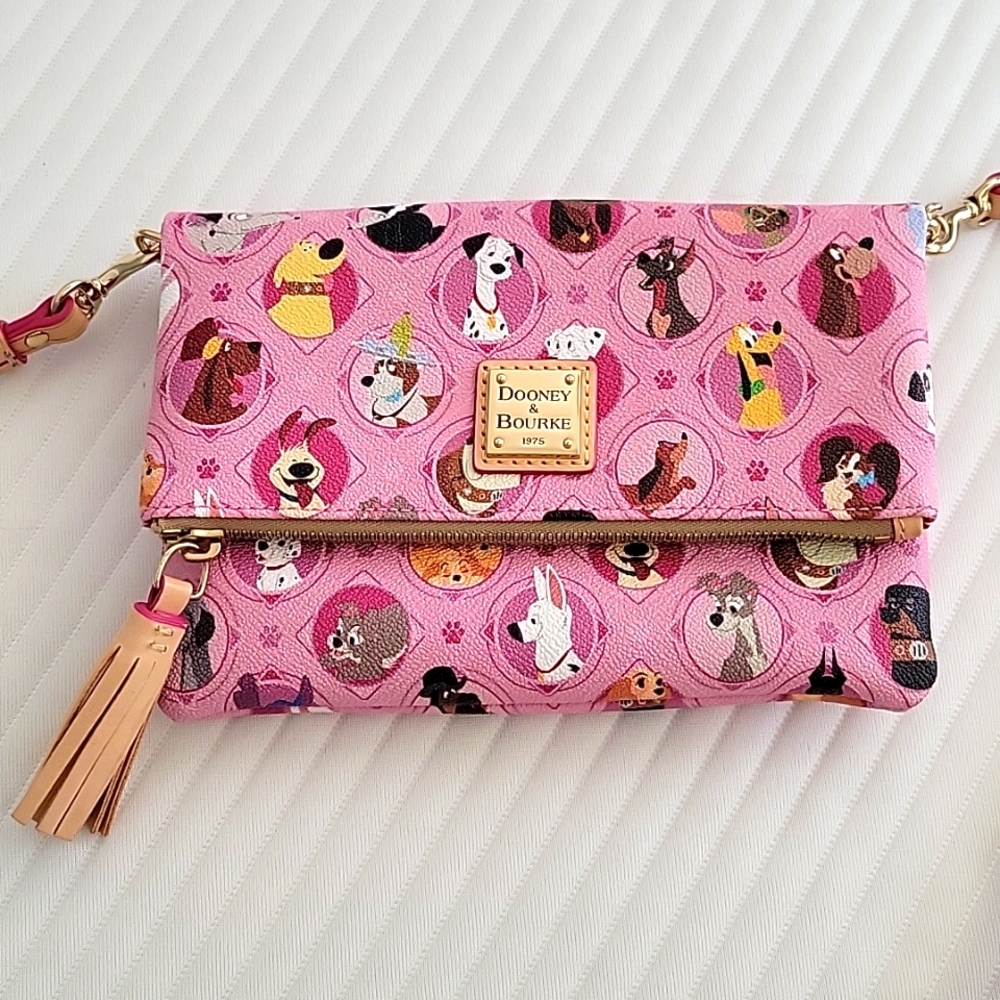Dooney and Bourke Pink Disney Dog clutch crossbody bag